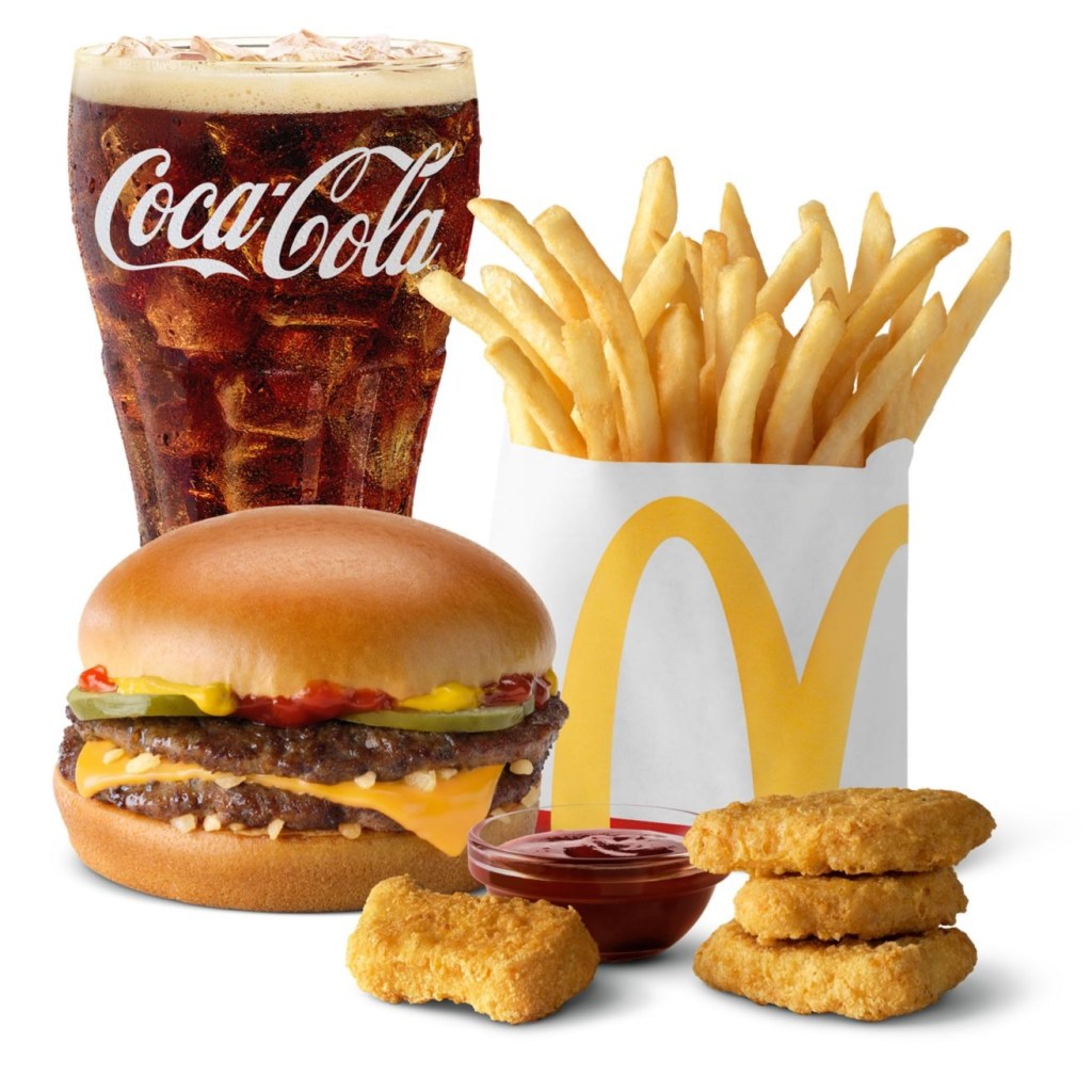 The $5 meal deal includes a McChicken or McDouble, a four-piece Chicken McNuggets, small fries and a small soft drink